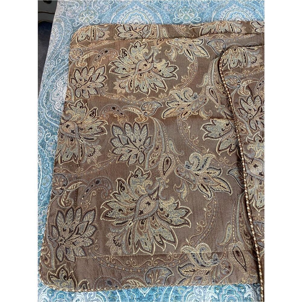 Croscill Gold and Brown Damask Decorative Pillow Cover - Picture 5 of 9